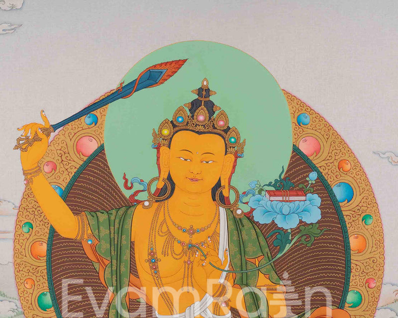 5 Manjushri & Prajna Paramita, Saraswati, White Tara, Green Tara, Bodhisattva Thangka, High Quality Giclee Canvas Print, Digital Print