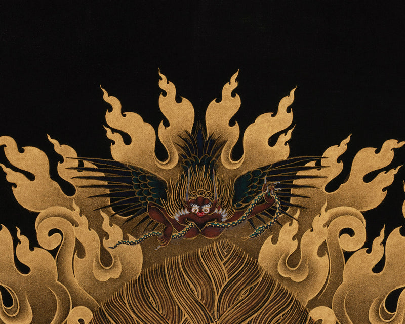 Extra-ordinary Sakya Mahakala Thangka in Gold