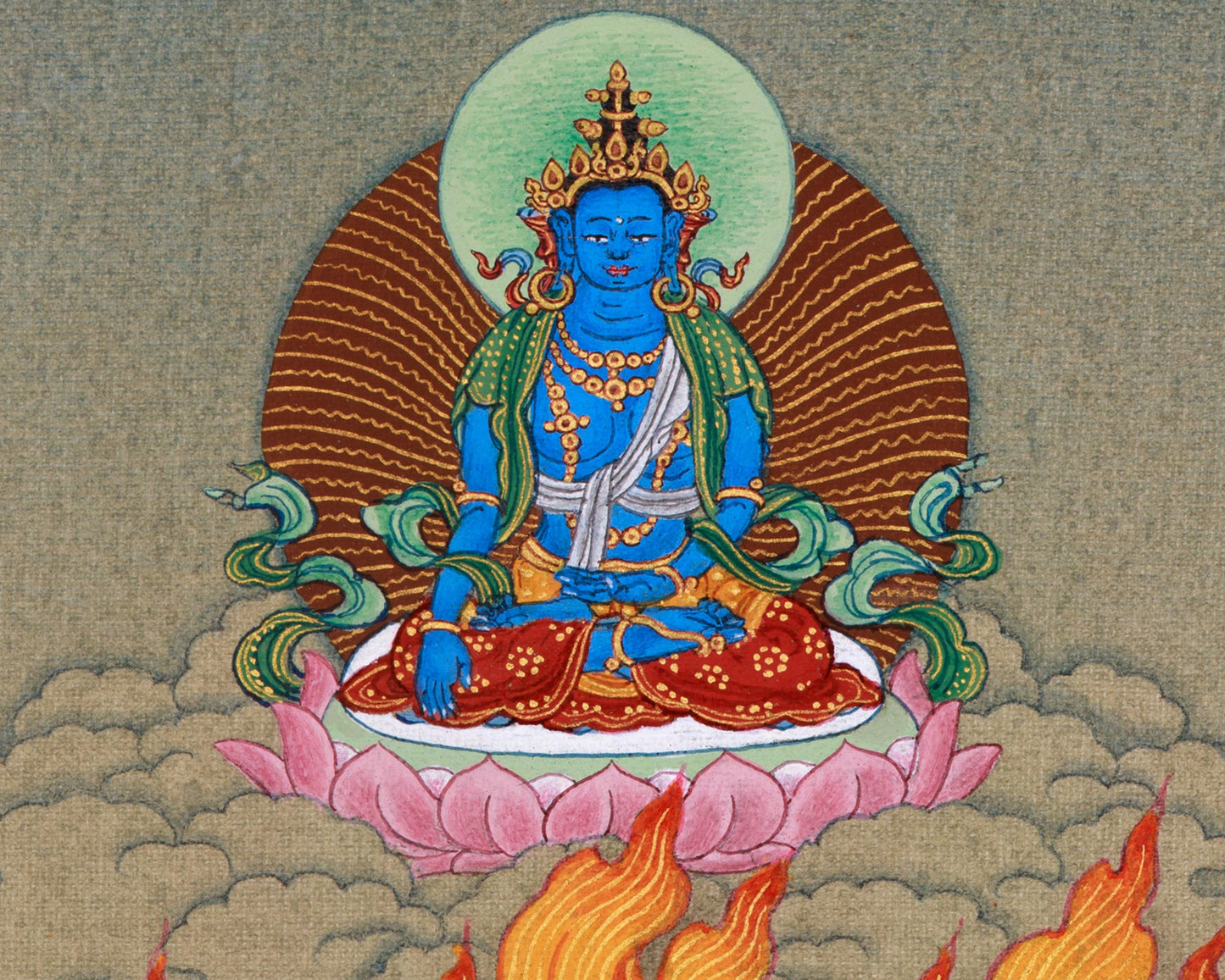 Bhutadamara Bodhisattva Thangka | Tibetan Artwork in Natural Stone Hues