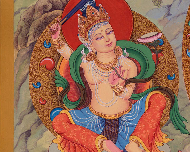 Mother Tara Traditional Thangka Print | The Female Buddha Depiction On A Newari Poster