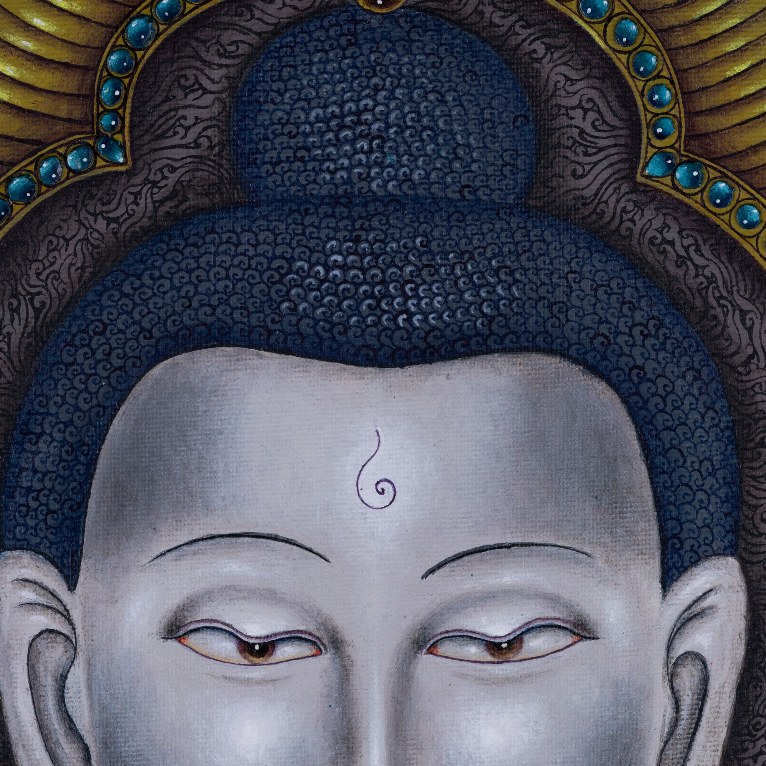 Newari Paubha Giccle Print To Practice Vairocana Buddha Mantra | One Of Five Dhyani Buddha Wall Hanging