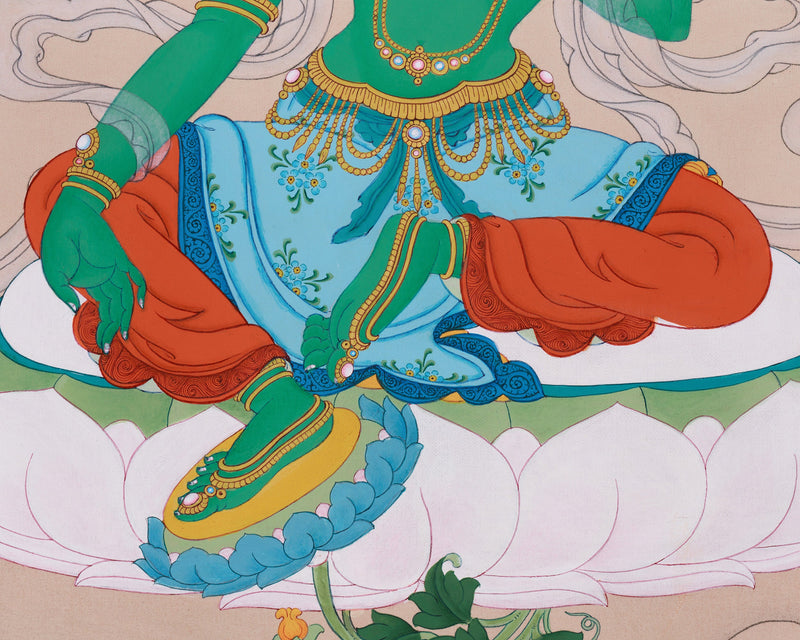 Surreal Green Tara Thangka