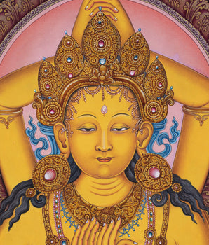 Manjushri Namasangiti With 12 Arms In Newari Print | Himalayan Bodhisattva Of Wisdom Pauba Print