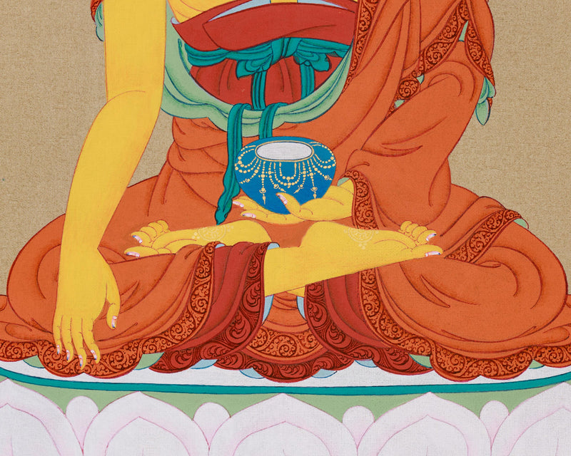 Refined Minimalist Dhyani Buddha Shakyamuni - The Awakened One Thangka