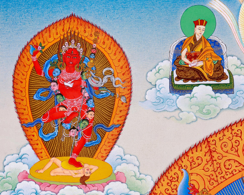 Dorje Phagmo with Four Dakini Thangka | Karma Kagyu Tradition | Exclusive Tibetan Painting