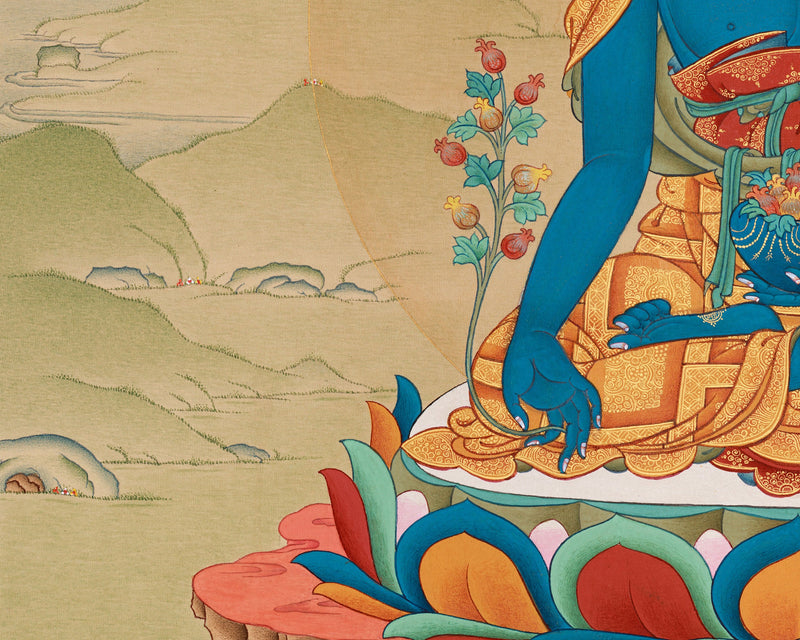 Sangay Menla (Medicine Buddha) Thangka – Traditional Tibetan Healing Art