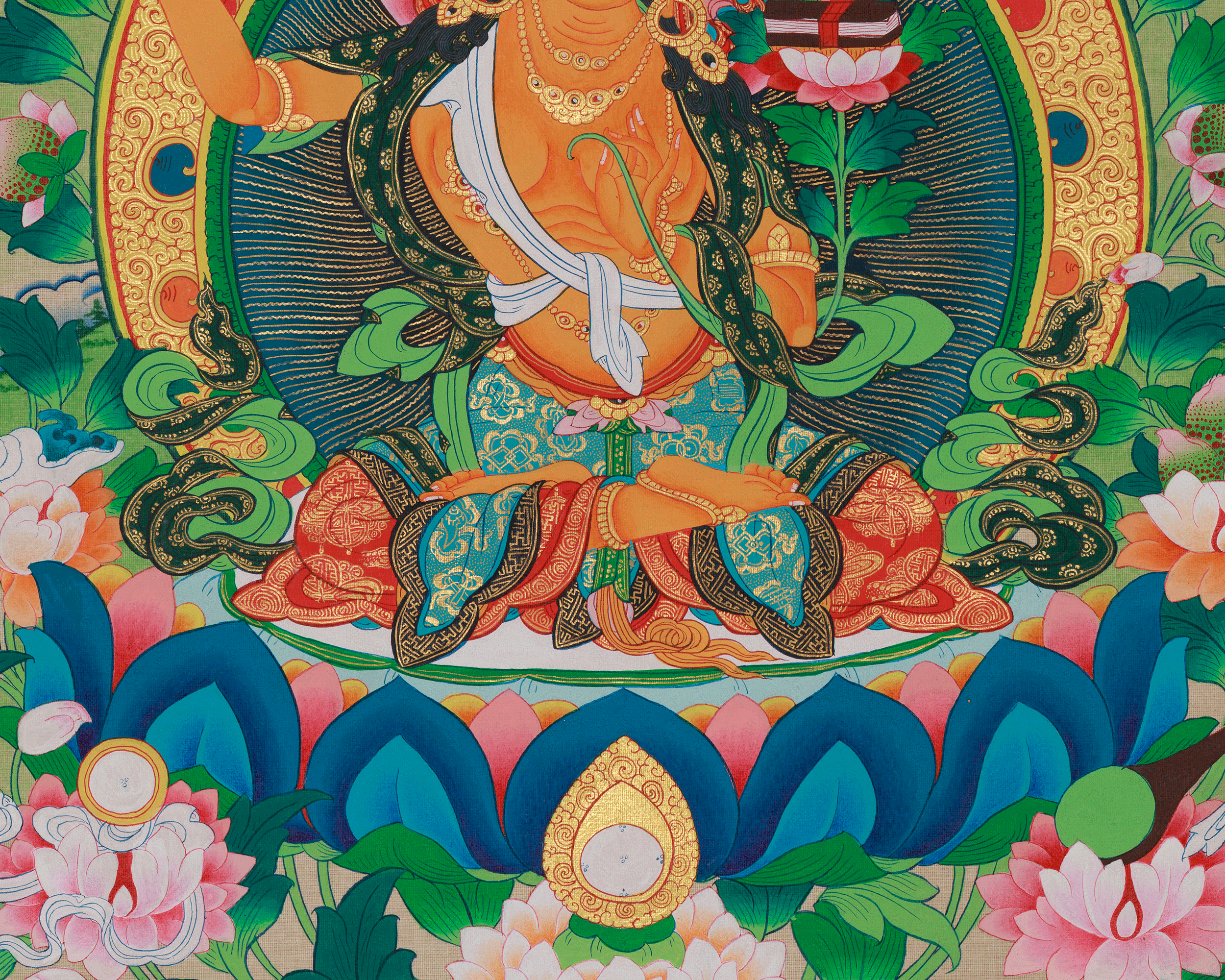 Tibetan Jampelyang Thangka | Manjushri Wisdom Deity Artwork