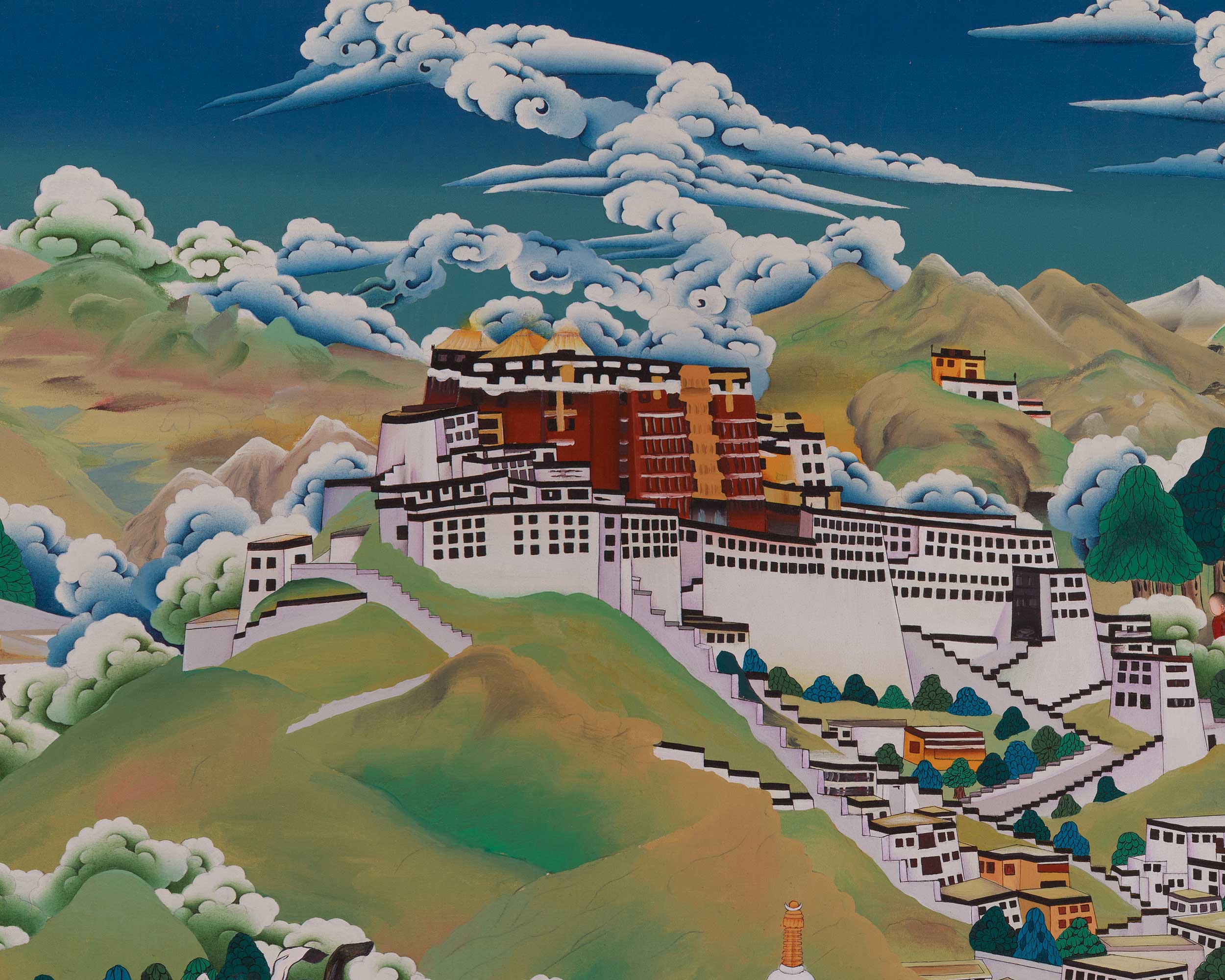 Tibet Valley Thangka | Sacred Landscape and Buddhist Heritage