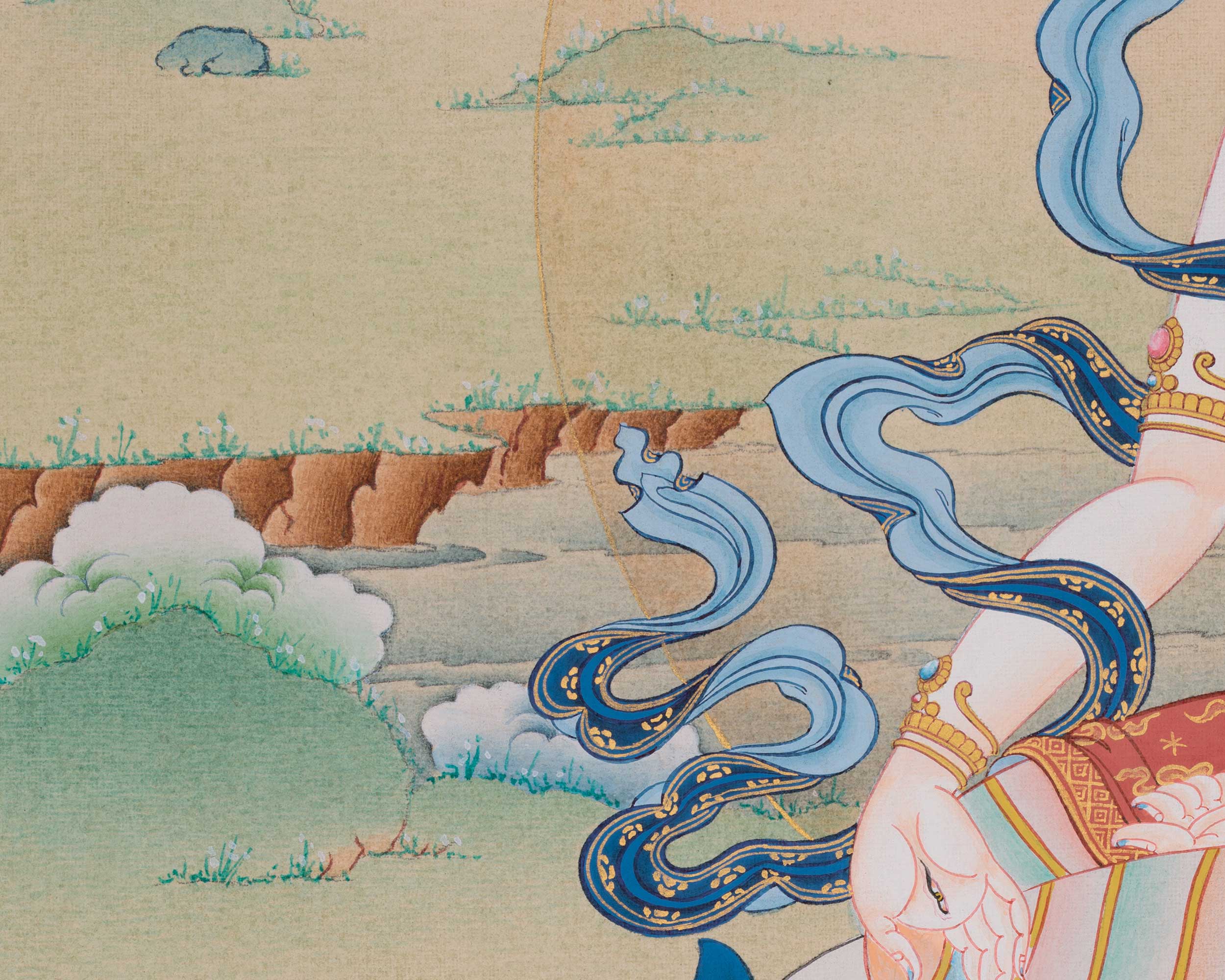 White Tara Buddhist Healing Deity Thangka | Tibetan Goddess of Longevity