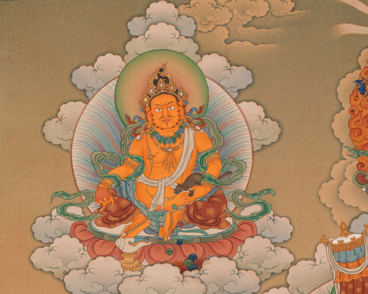 5 Dzambhala | The Buddha of Wealth Thangka Print | High Quality Giclee