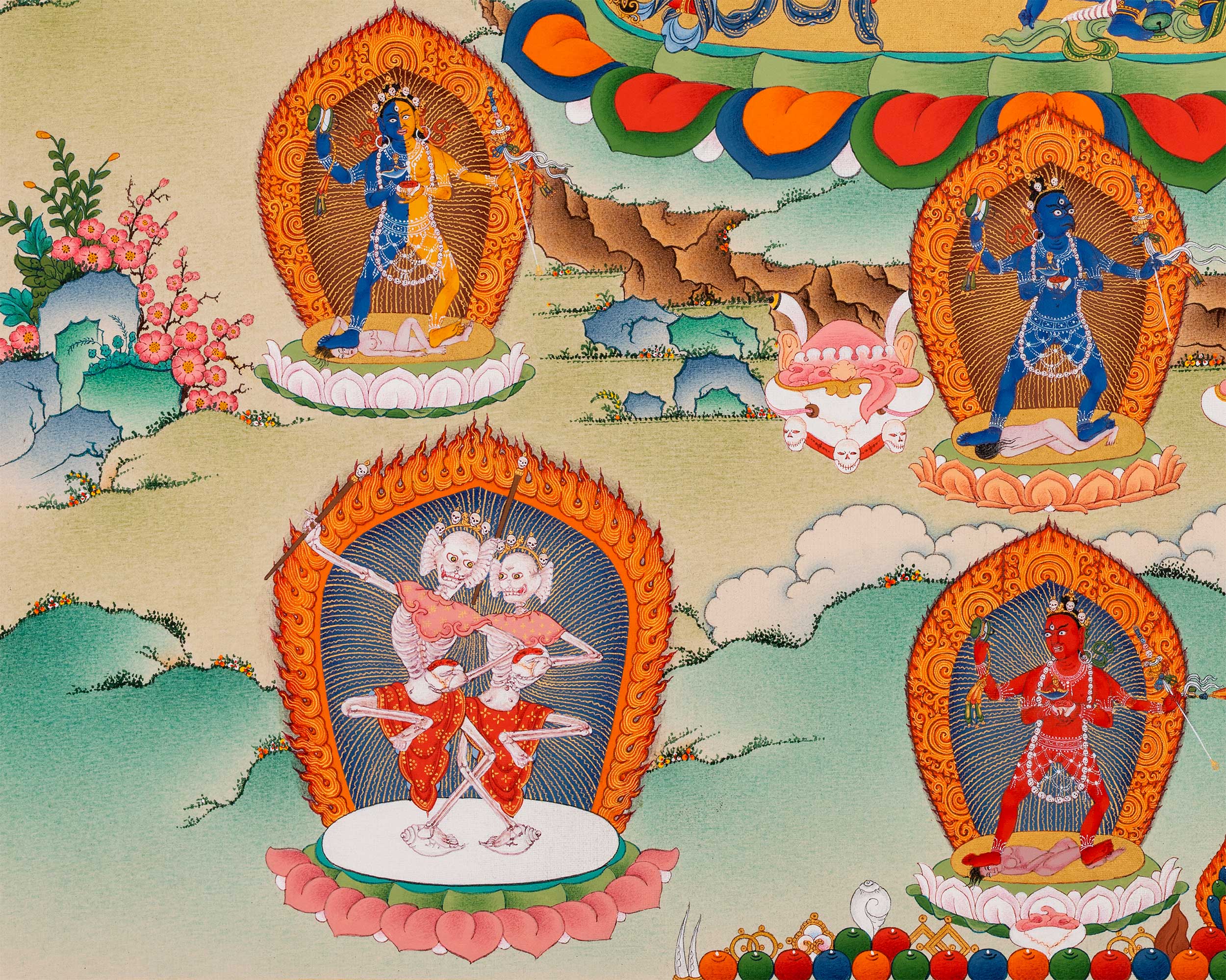 Canvas Print of Vajrayogini with 8 Dakini Thangka | Rare Vajrayana Deities Depiction | High-Quality Print
