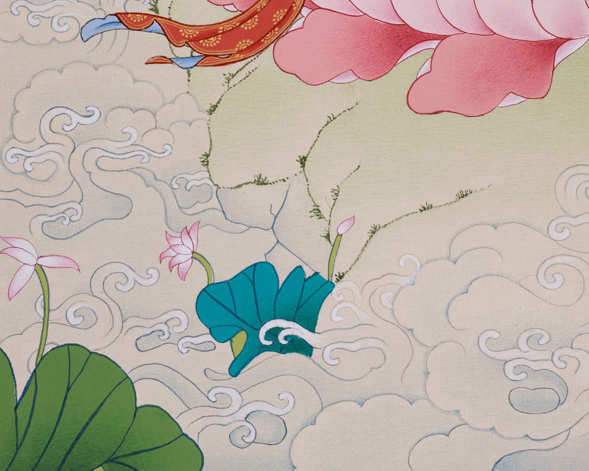 Beautifully Handmade Bodhisattva Manjushri Thangka | Buddha of Knowledge and Wisdom