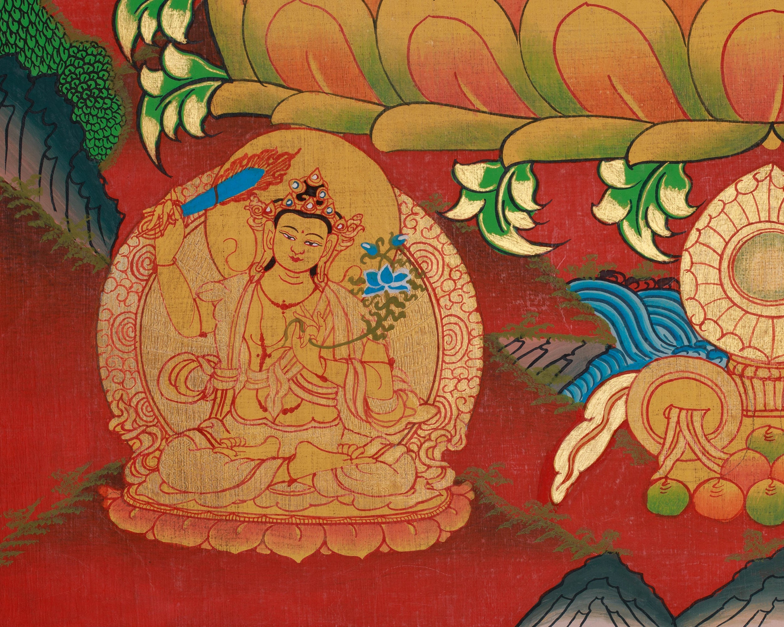 Chenrezig Sacred Buddhist Thangka | Avalokiteshvara Compassion Art