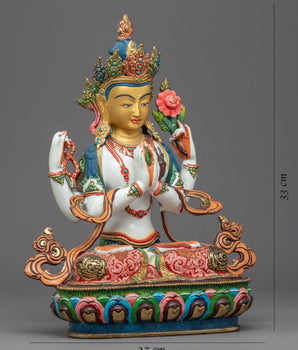 Four Arm Chenrezig Statue | Hand-Carved Himalayan Art