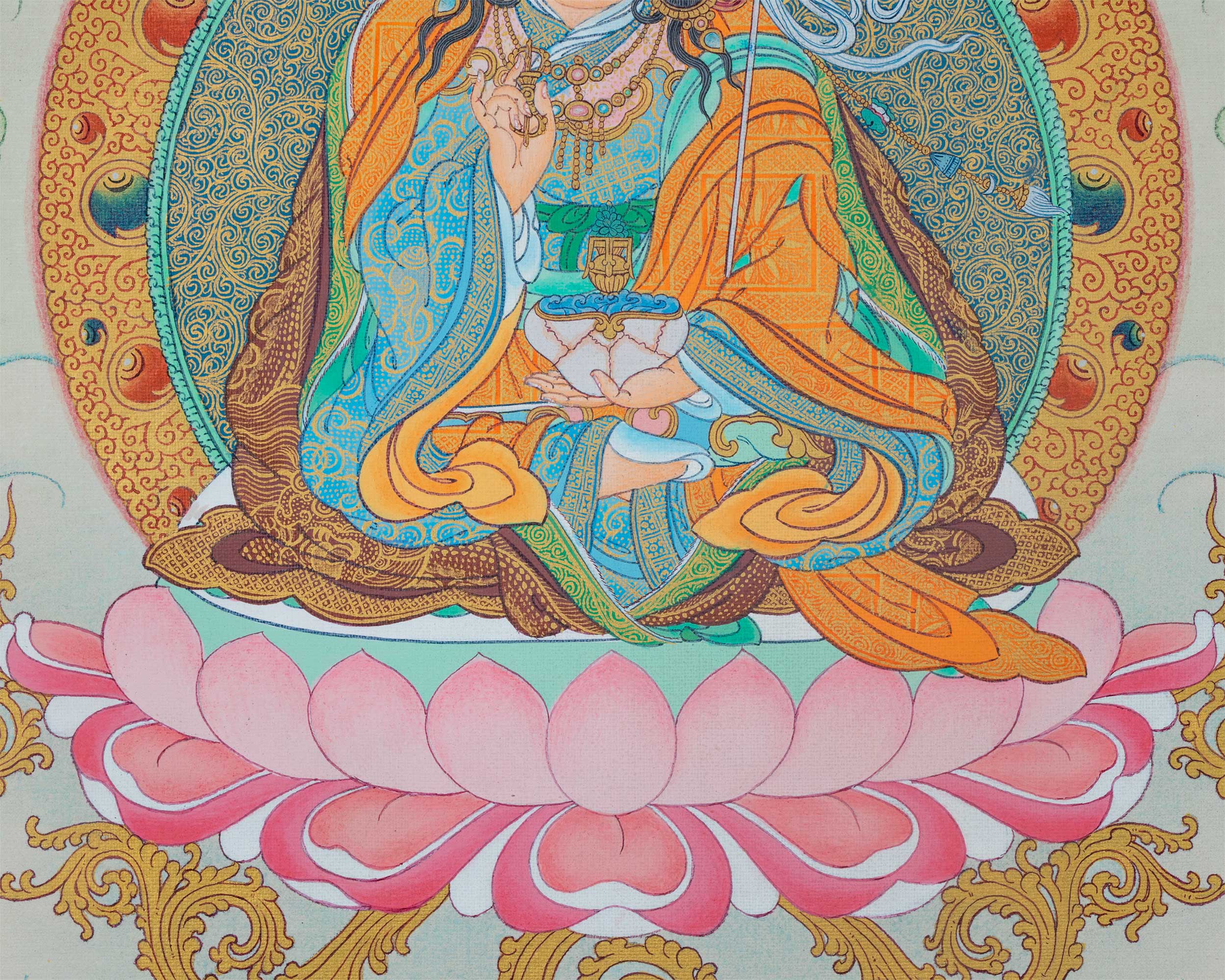 Thangka Print Of The Great Teacher | Guru Rinpoche Digital Print | Guru Padmasambhava For Meditation