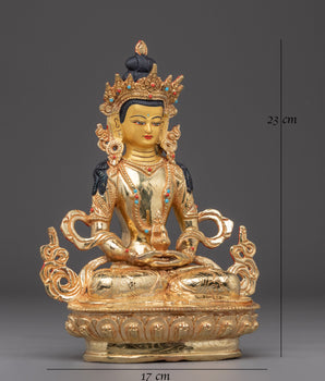 Amitayus Statue in Golden Copper