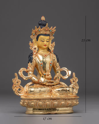 Amitayus Statue in Golden Copper