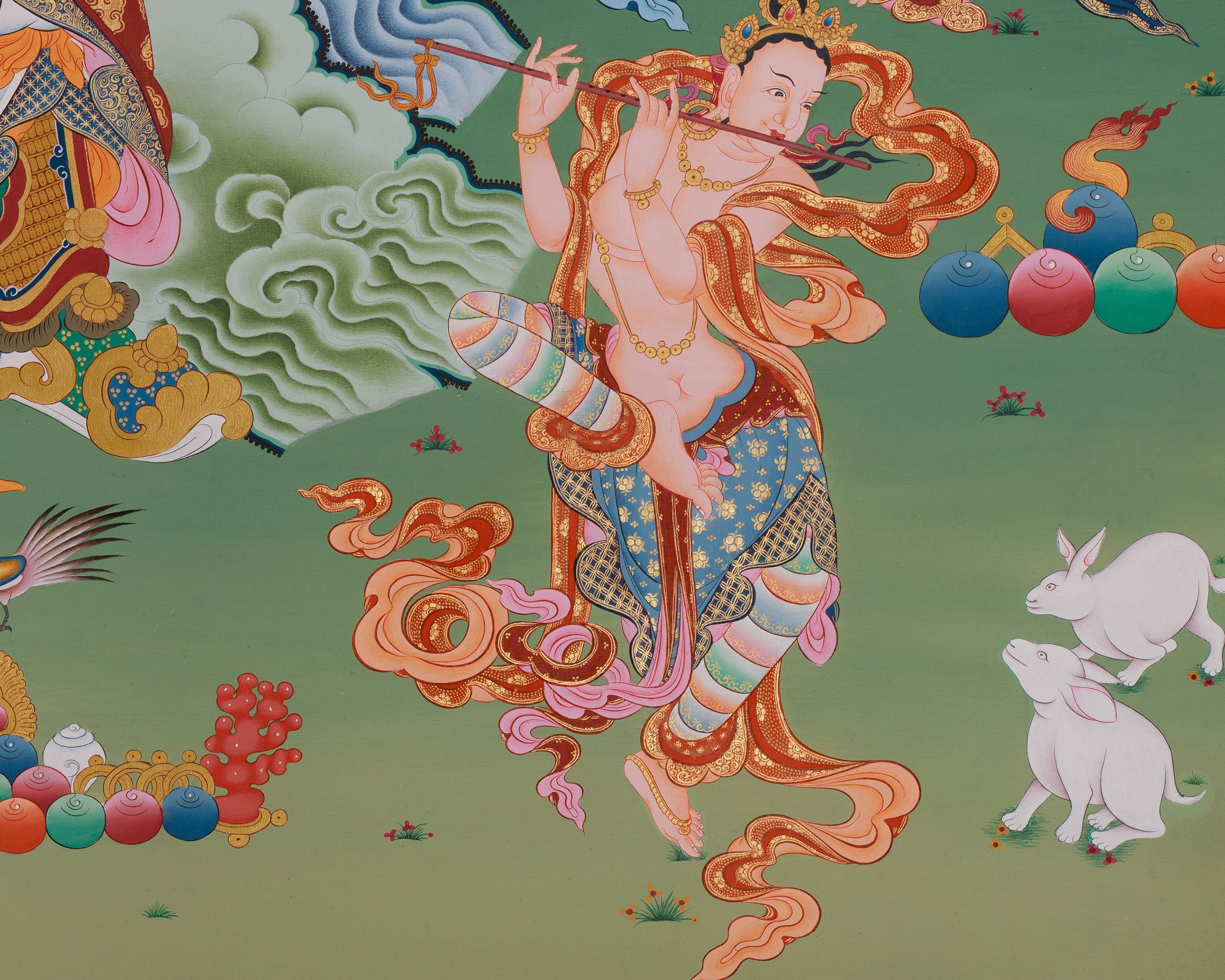 Sacred Thangka of Dhritarashtra | Heavenly King of the East