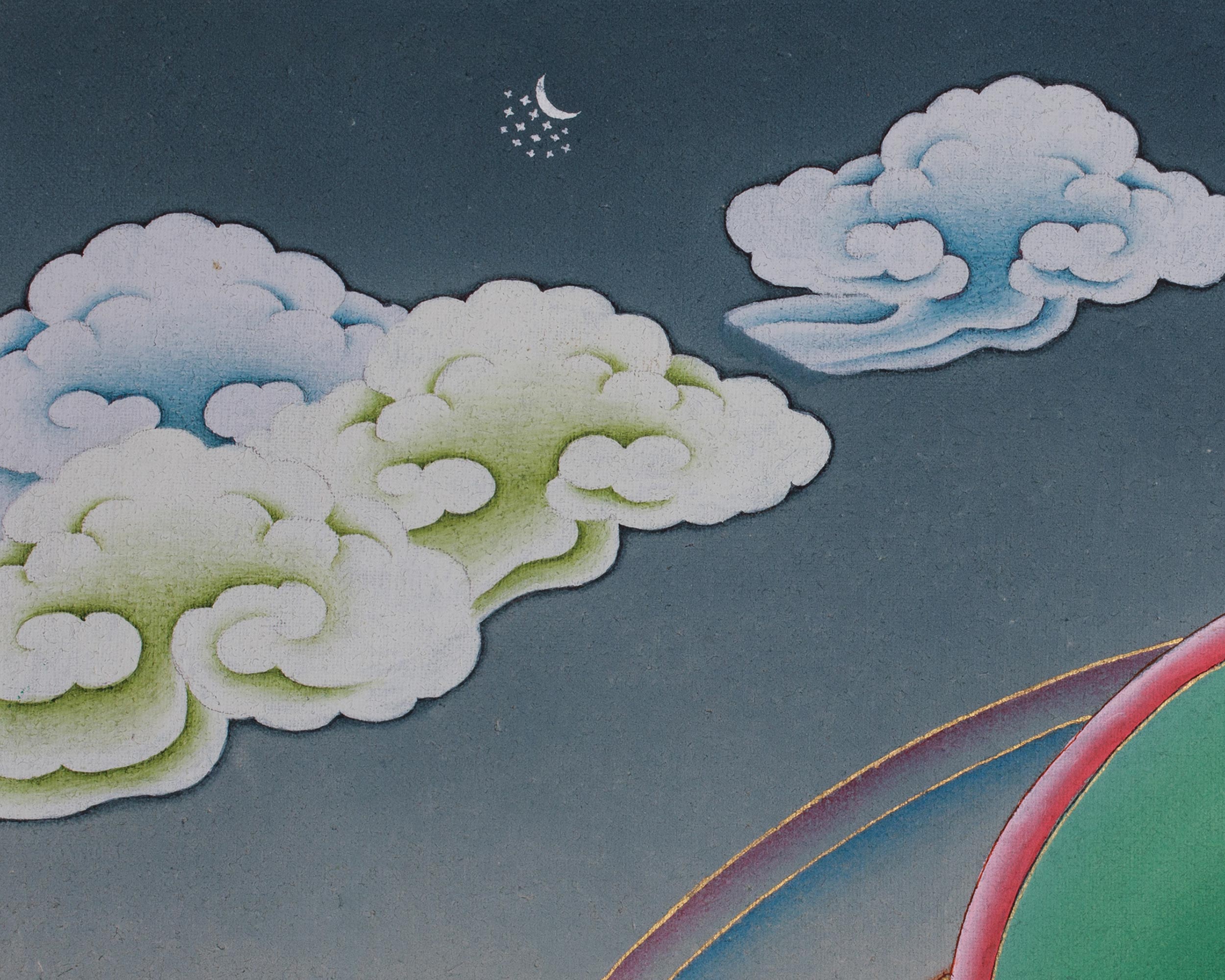Tibetan Kshitigarbha Thangka | Protector Of The Dead and Children