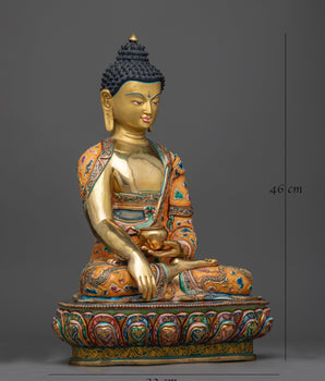 beautiful copper statue of shakyamuni-buddha