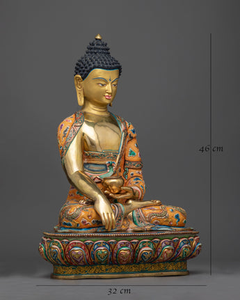 beautiful copper statue of shakyamuni-buddha