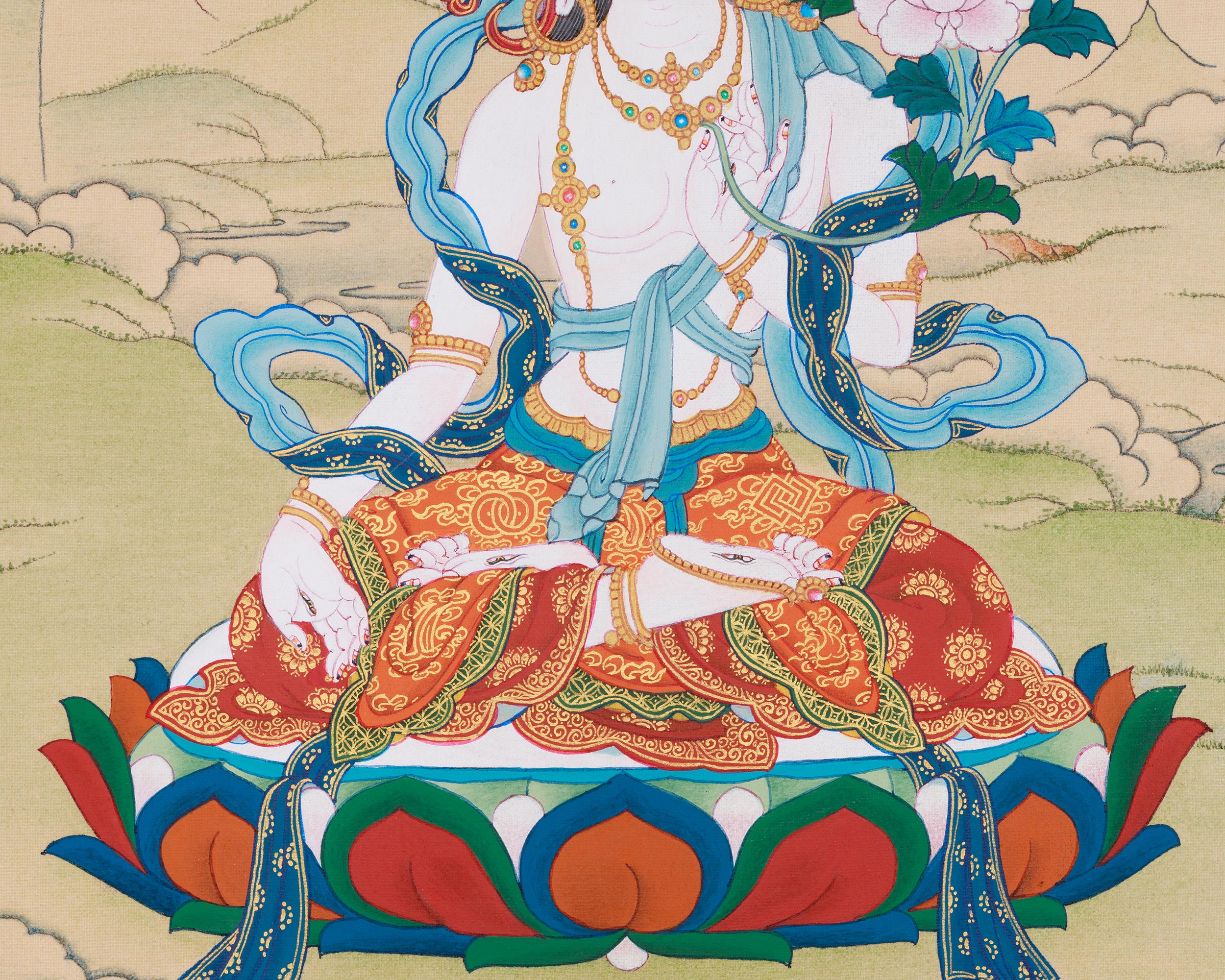 White Tara Buddhist Art | Seven-Eyed Goddess of Healing and Protection
