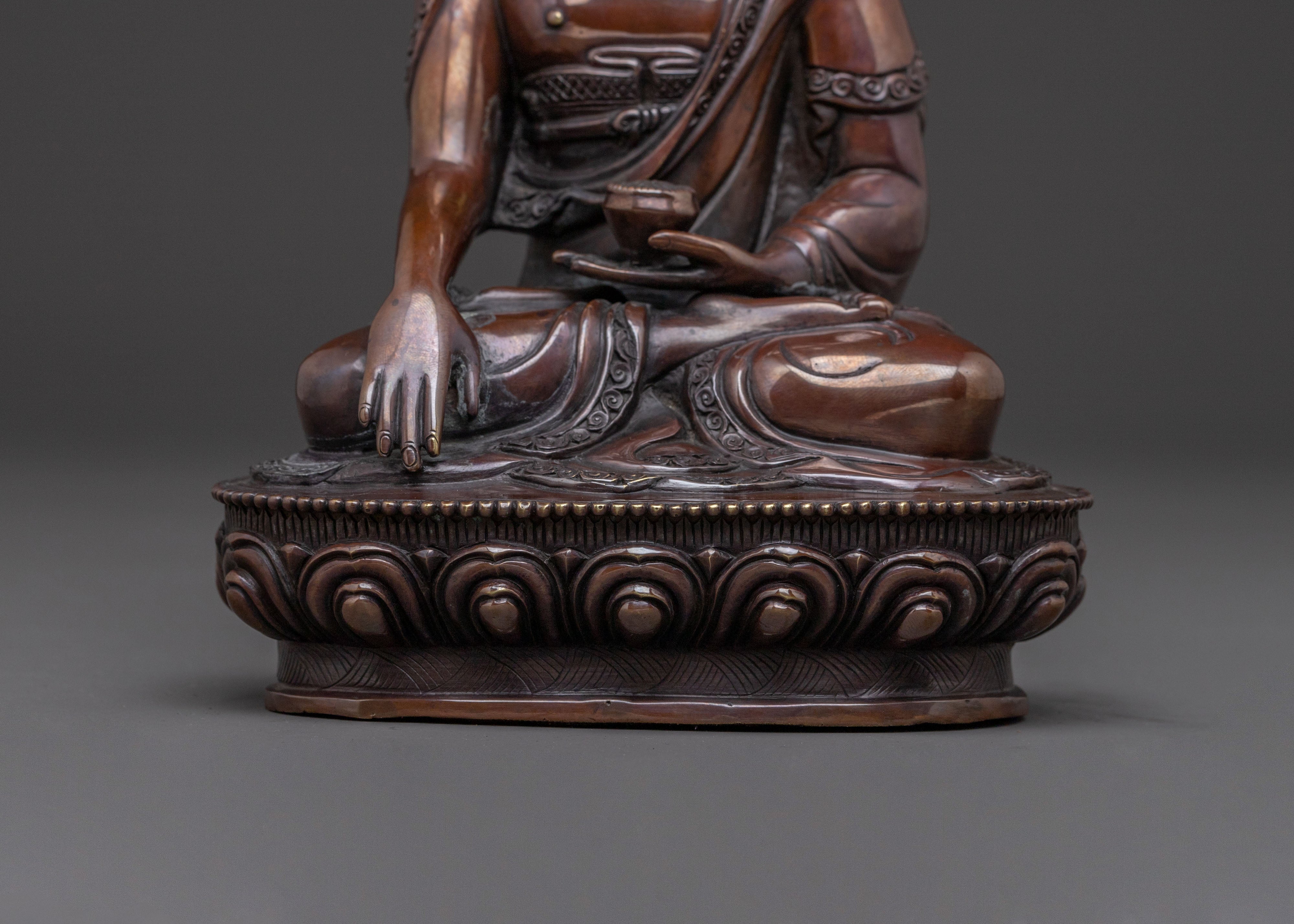 Historical Shakyamuni Buddha: Oxidized Copper Statue
