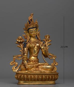 White Tara Hand Carved Small Statue | Embodiment of Compassion