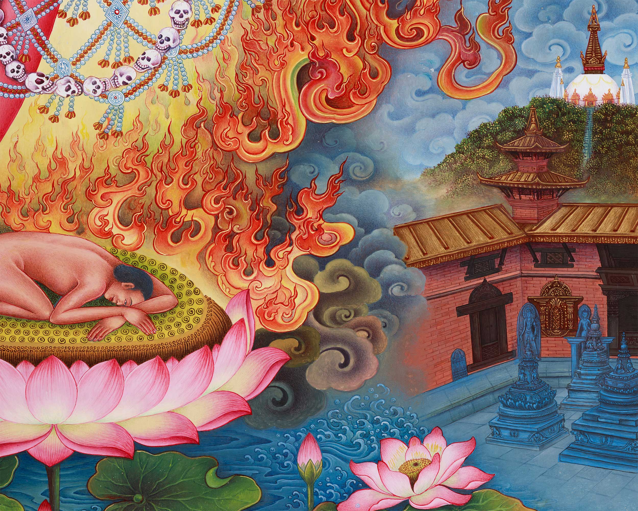 Vidyadhari Yogini in Paubha Style | Flying Vajrayogini | Goddess of Wisdom