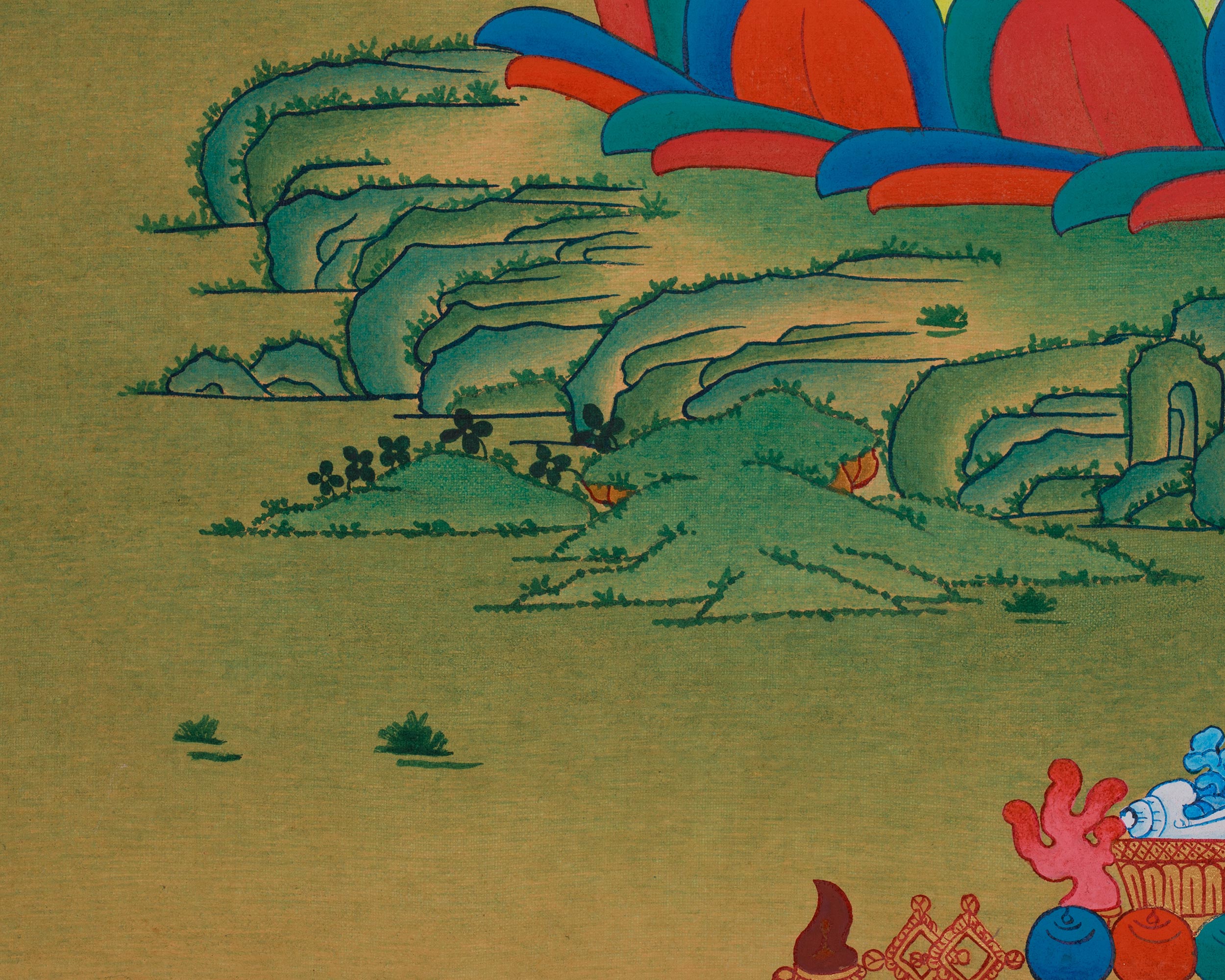 Bhaisajyaguru Tibetan Thangka | Medicine Buddha Art | Healing Deity