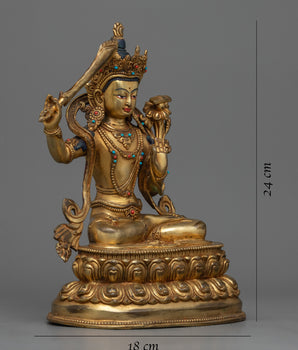 9.4" Manjushri Statue | Bodhisattva Wisdom Deity