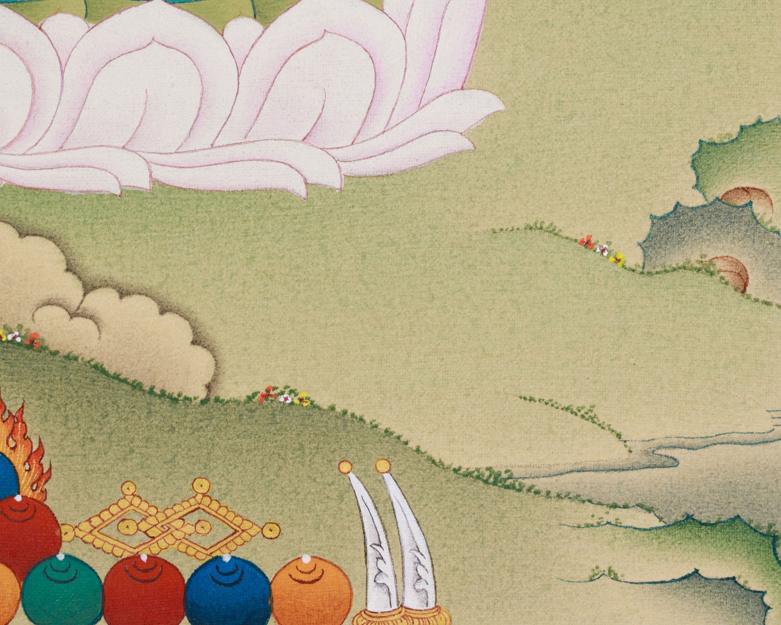Tibetan Goddess White Tara With Amitabha Buddha | Longevity and Spiritual Protection Deity