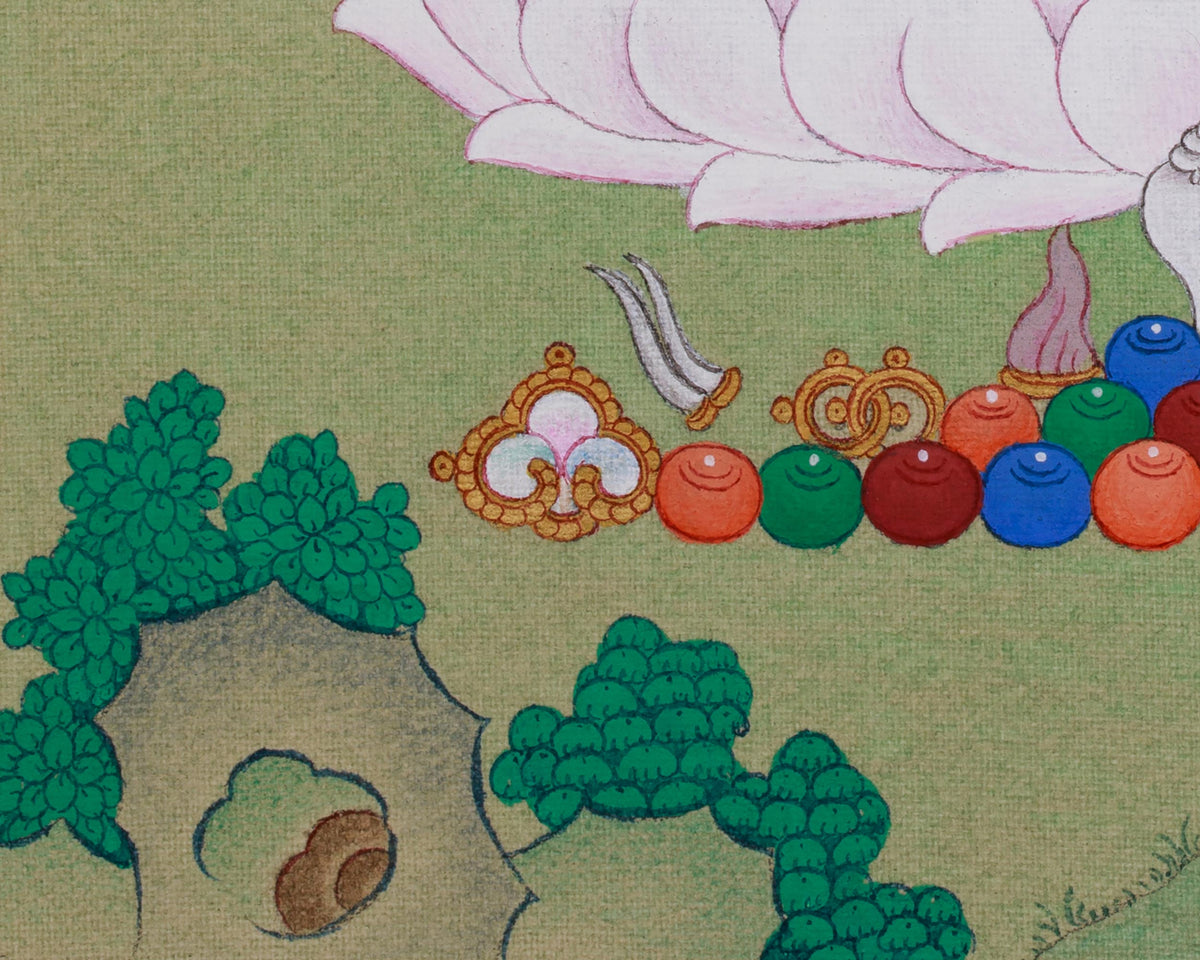 Divine Thangka Of White Tara | Tibetan Artwork | Spiritual Altar