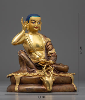 Milarepa Guru Yoga Statue | Traditionally Carved Buddhist Master Figurine