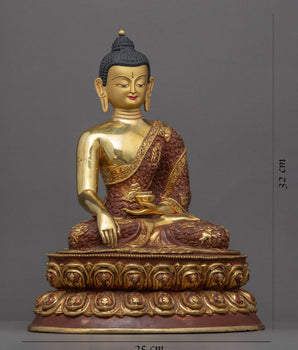 Vintage Buddha Shakyamuni Statue | Gold-Gilded Statue For Meditation