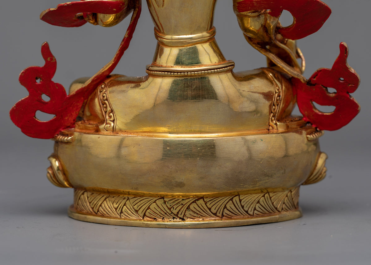 Gold-Gilded Green Tara Statue | Radiant Beacon of Compassion