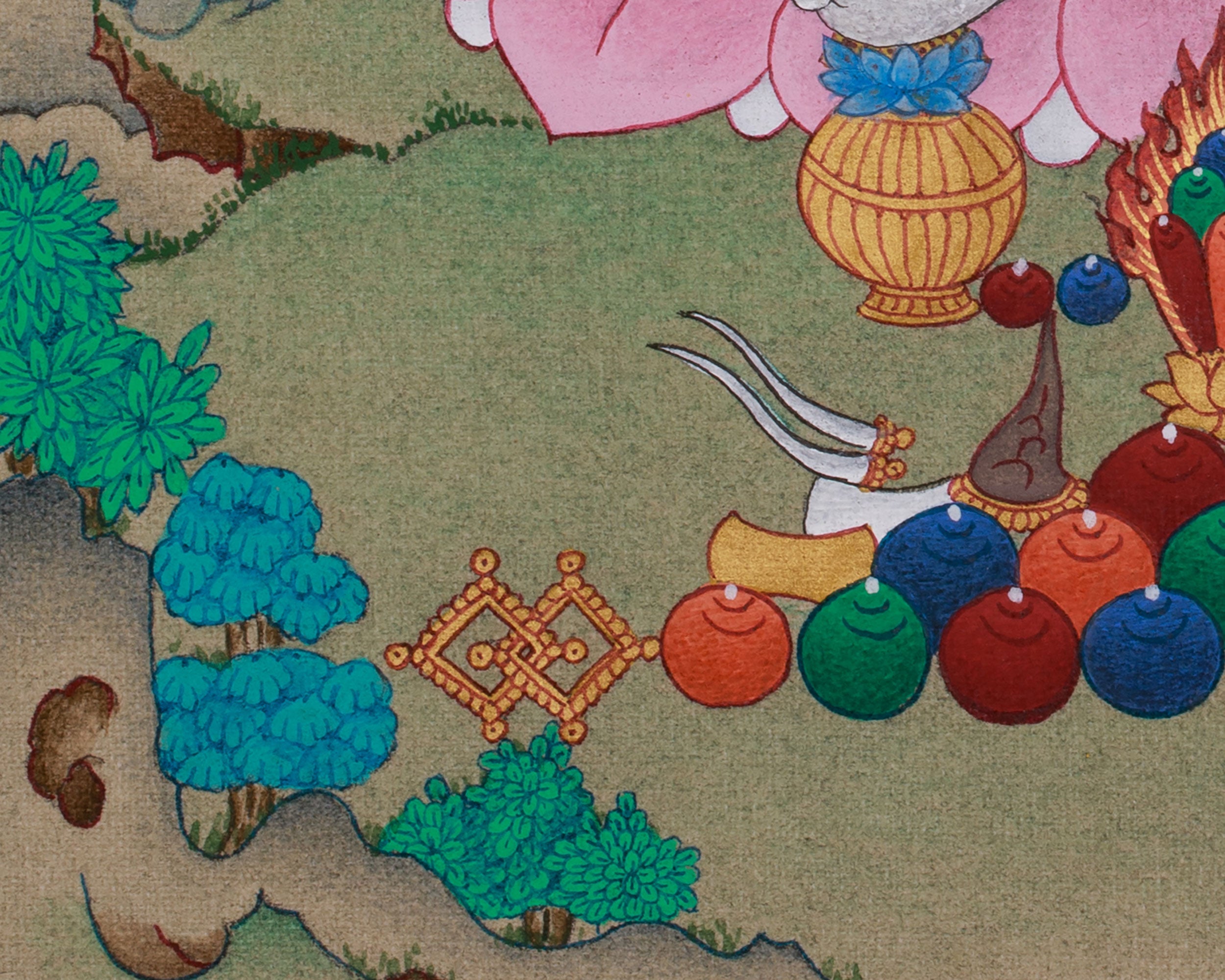 Original Thangka of Yellow Dzambhala | Buddha of Wealth and Prosperity