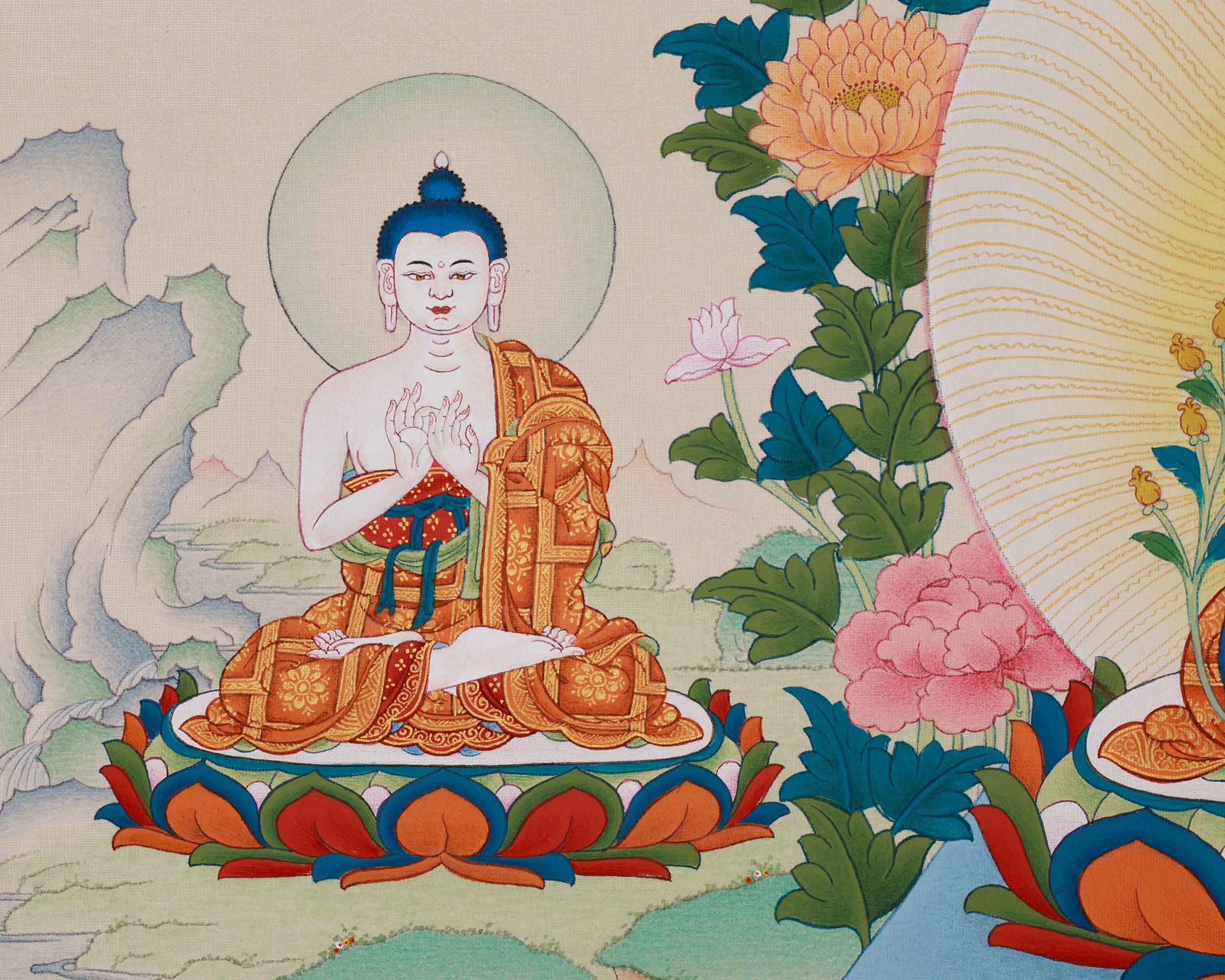 Traditional Asta Medicine Buddha Thangka | Healing and Longevity Art