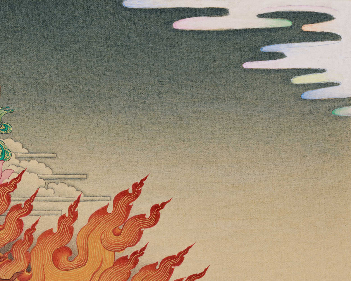 Traditional Thangka of Buta Damara With Mitrupa | Wrathful Bodhisattva Vajrapani
