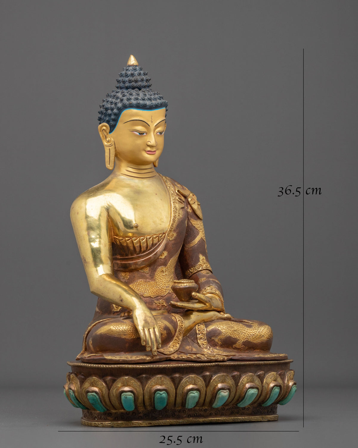 Historical Namo Buddha Shakyamuni Sculpture | Gold Plated Buddha Statue