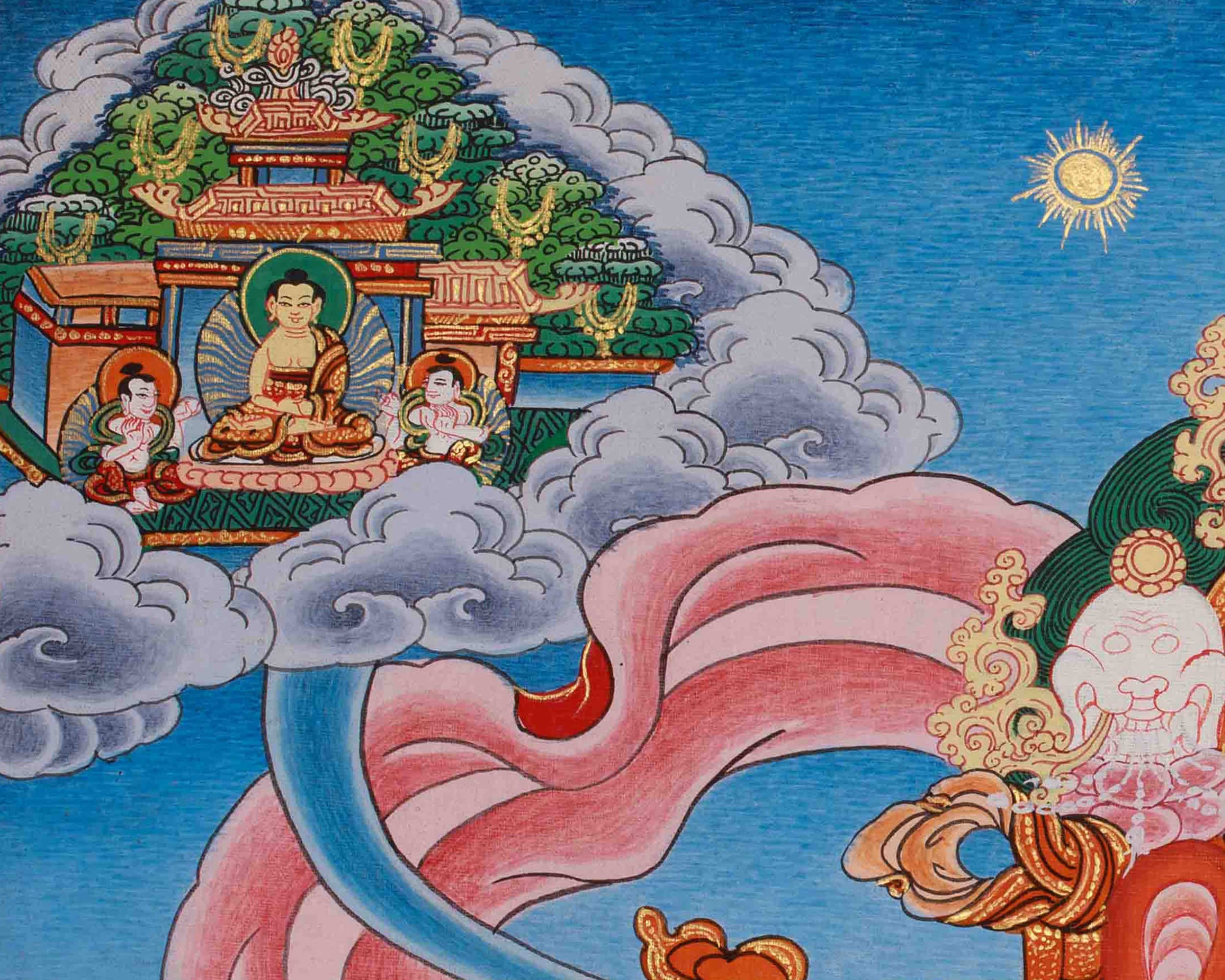 Tibetan Wheel of Life Art | Buddhist Samsara Wall Decor | Bhavachakra Thangka