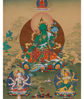 Awaken Protection - Bodhisattva Green Tara | Lhasa Stone Colors