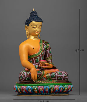 Yellow-Hued Shakyamuni Buddha Statue | Embodiment of Enlightenment