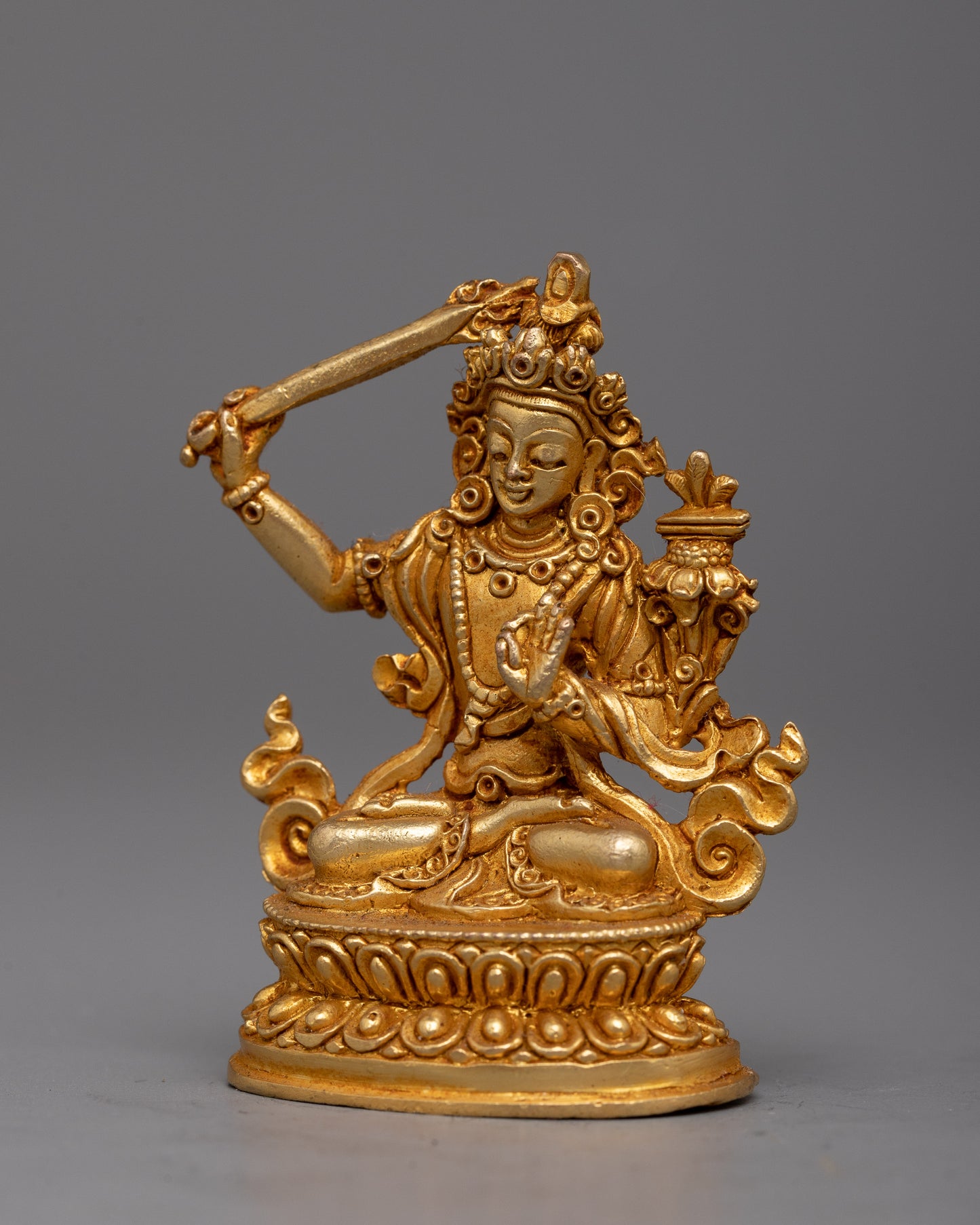 Machine-Made Copper Manjushree Statue | Symbolizing Wisdom and Spiritual Growth