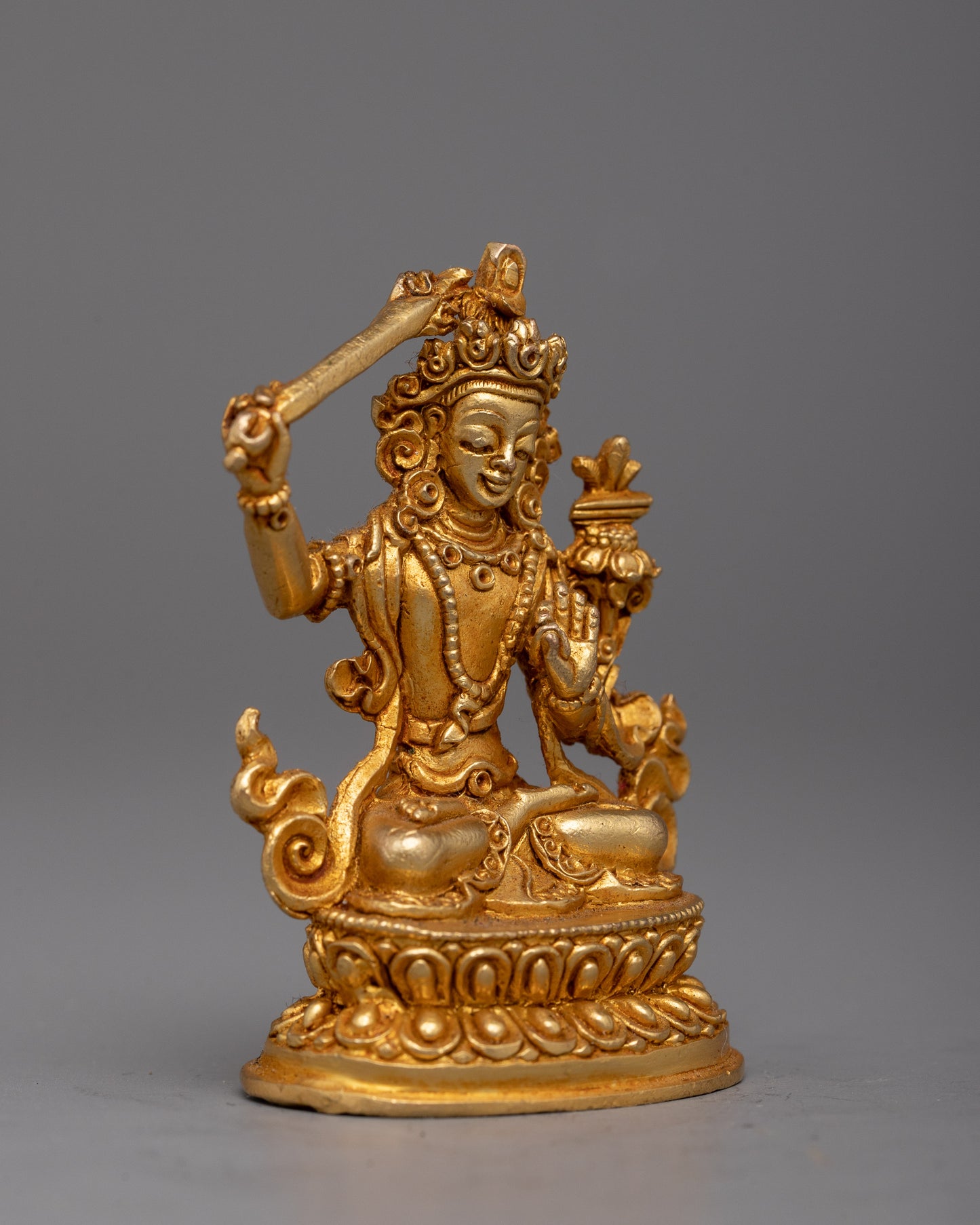 Machine-Made Copper Manjushree Statue | Symbolizing Wisdom and Spiritual Growth