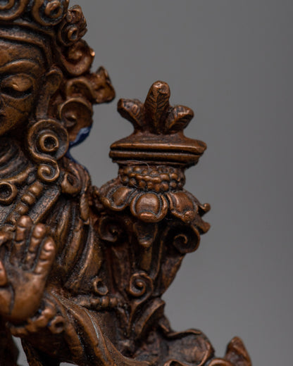 Manjushri Statue Tibétain | Expertly Crafted in Oxidized Copper Using Machine