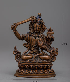 Manjushri Statue Tibétain | Expertly Crafted in Oxidized Copper Using Machine