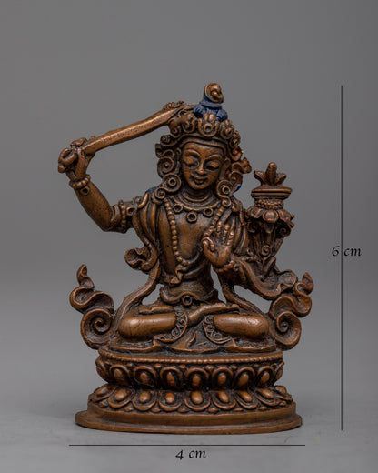 Manjushri Statue Tibétain | Expertly Crafted in Oxidized Copper Using Machine