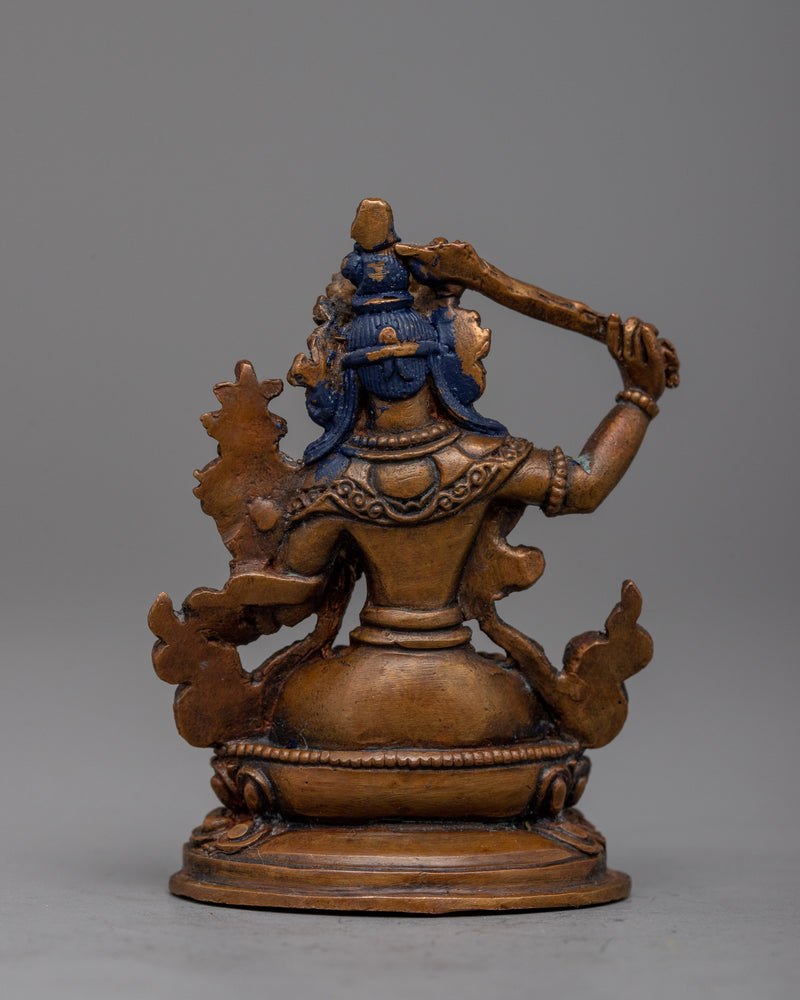 Manjushri Statue Tibétain | Expertly Crafted in Oxidized Copper Using Machine