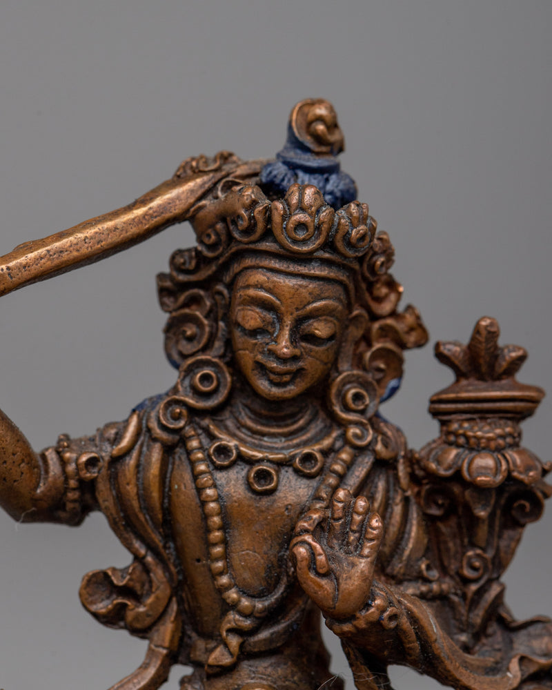 Manjushri Statue Tibétain | Expertly Crafted in Oxidized Copper Using Machine